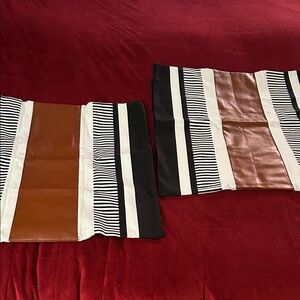 Striped Leather Pillow Covers
